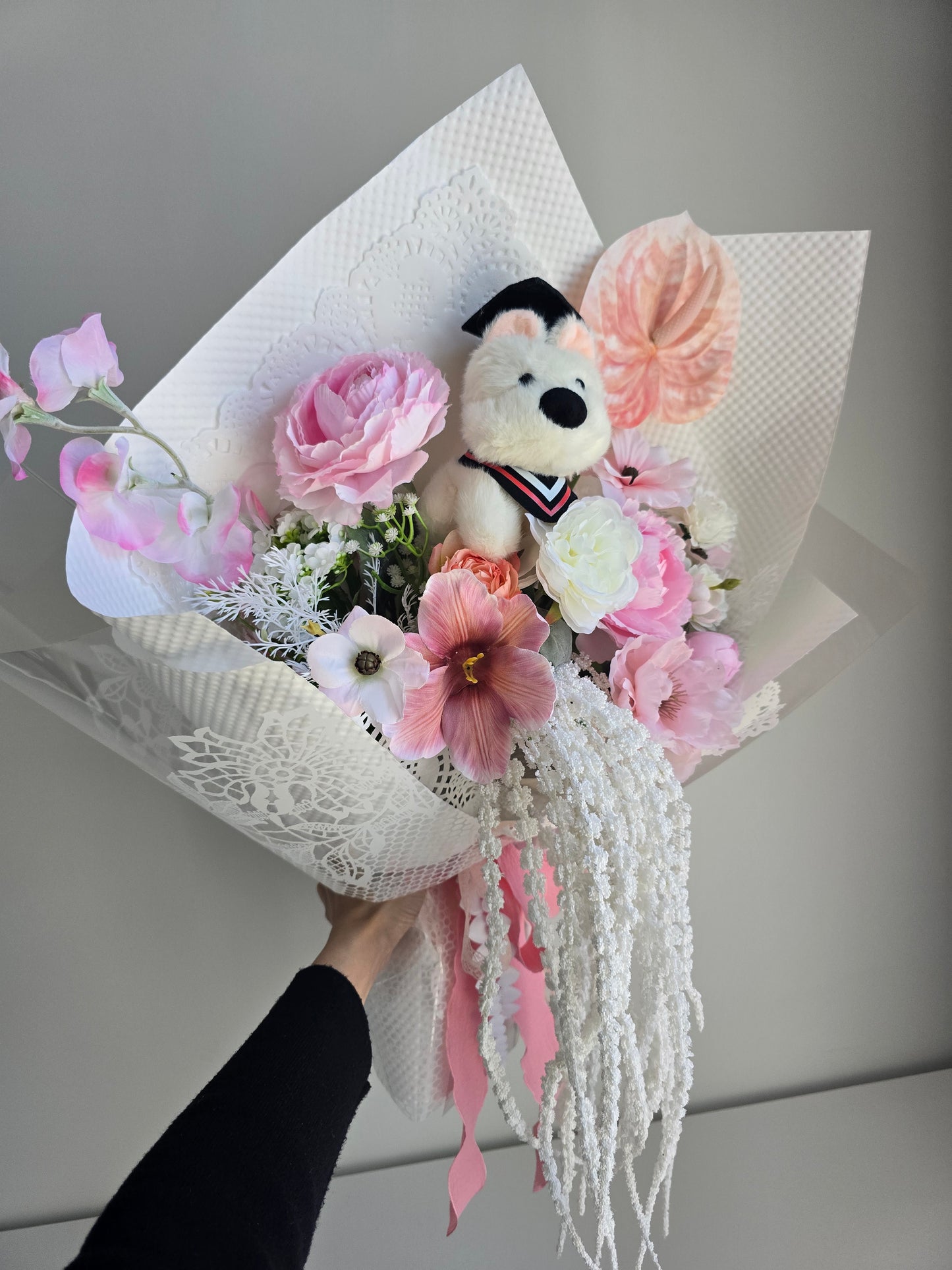 LIMITED EDITION GRADUATION FLOWER BOUQUET WITH GRADUATION PLUSHIE