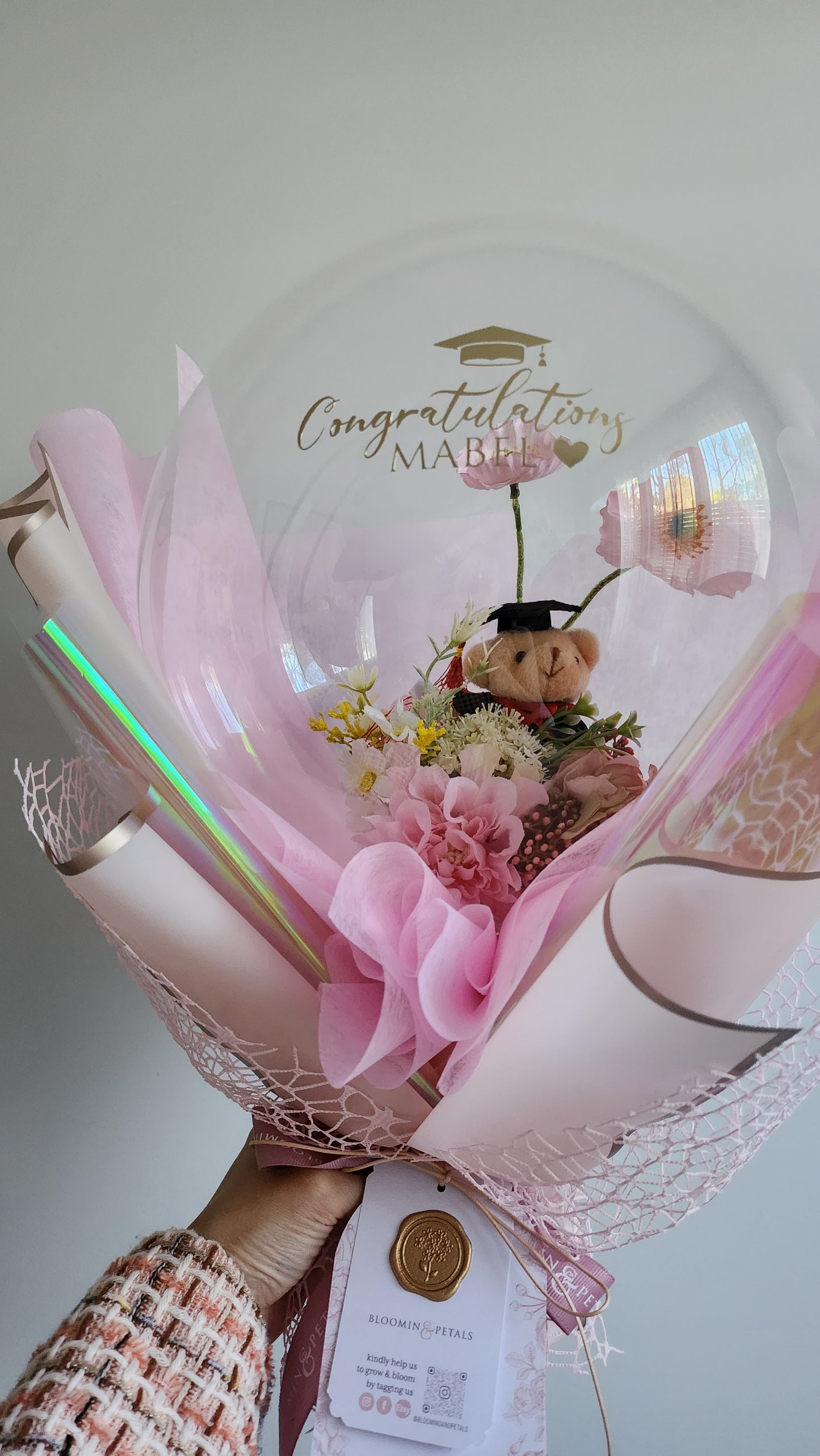 MEDIUM flower balloon graduation bouquet