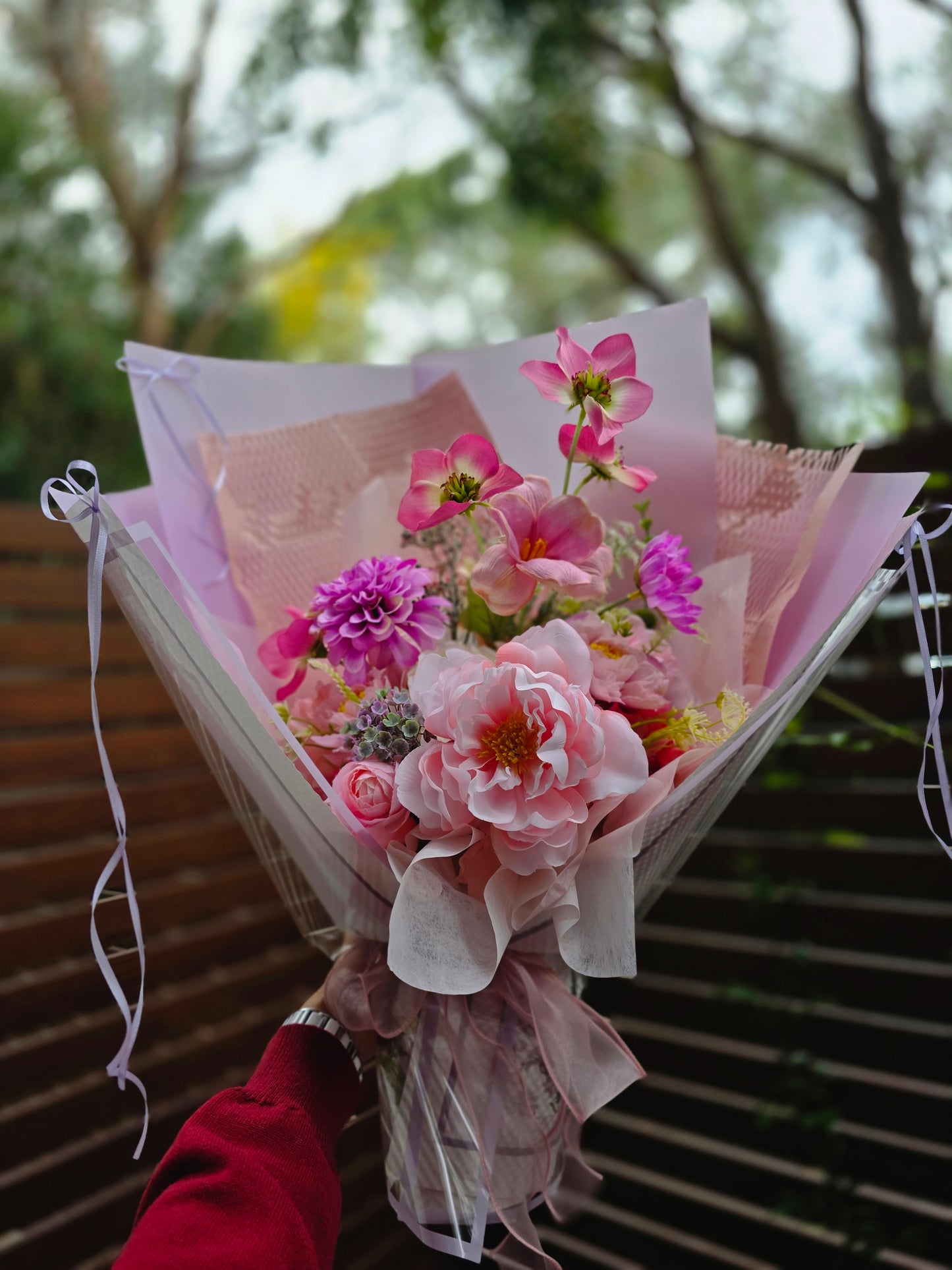 Elegant Peony Silk flowers arrangement bouquet