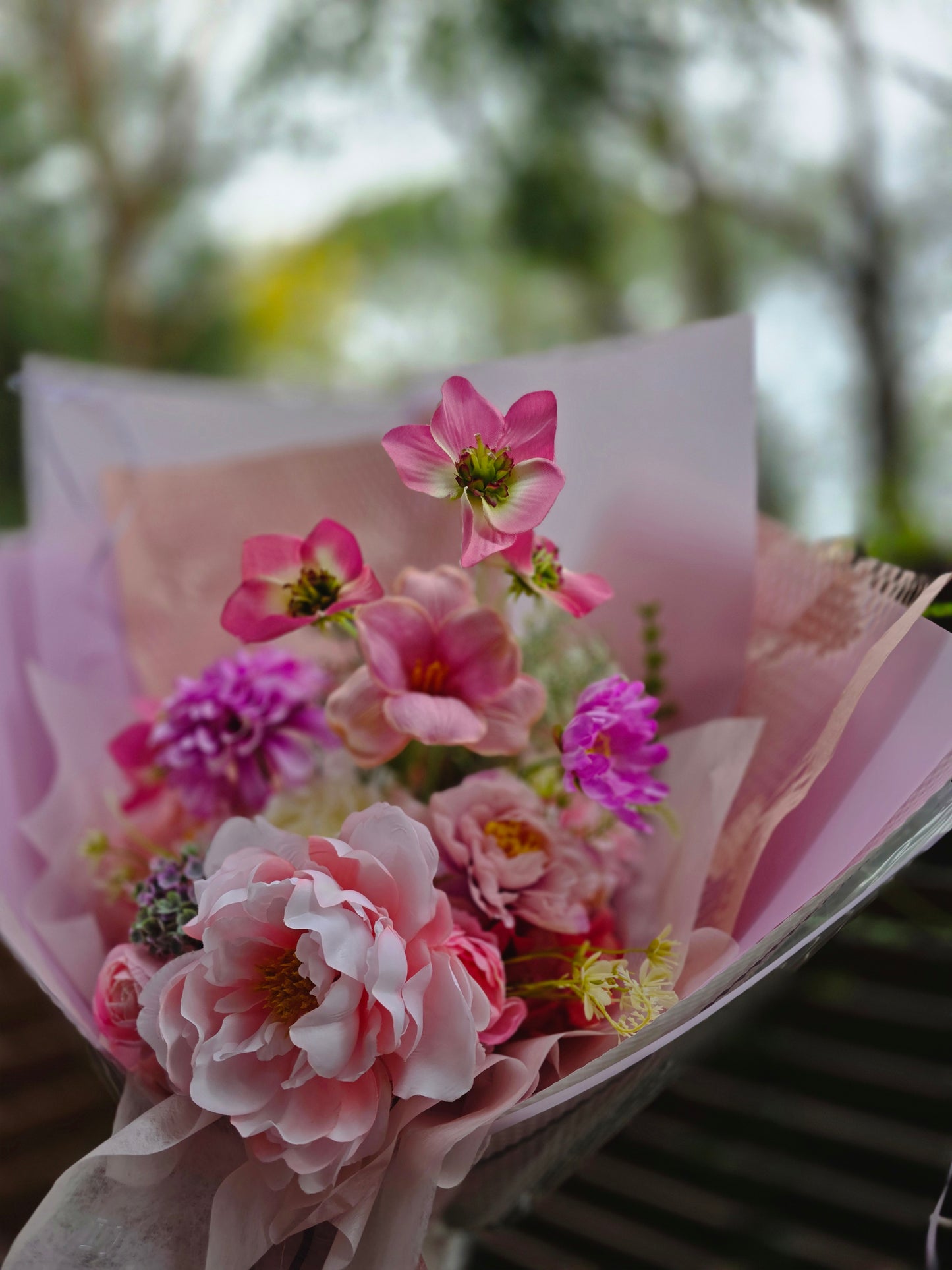 Elegant Peony Silk flowers arrangement bouquet