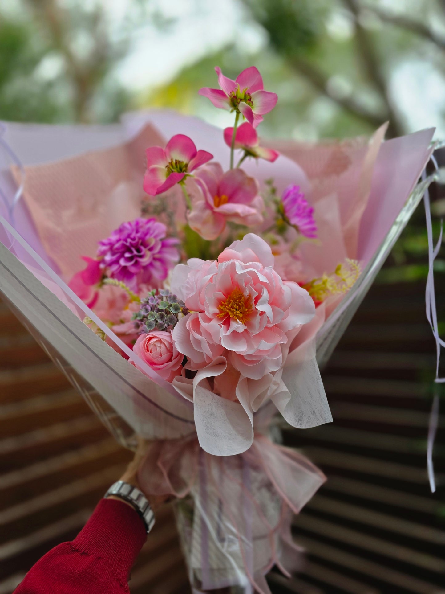 Elegant Peony Silk flowers arrangement bouquet