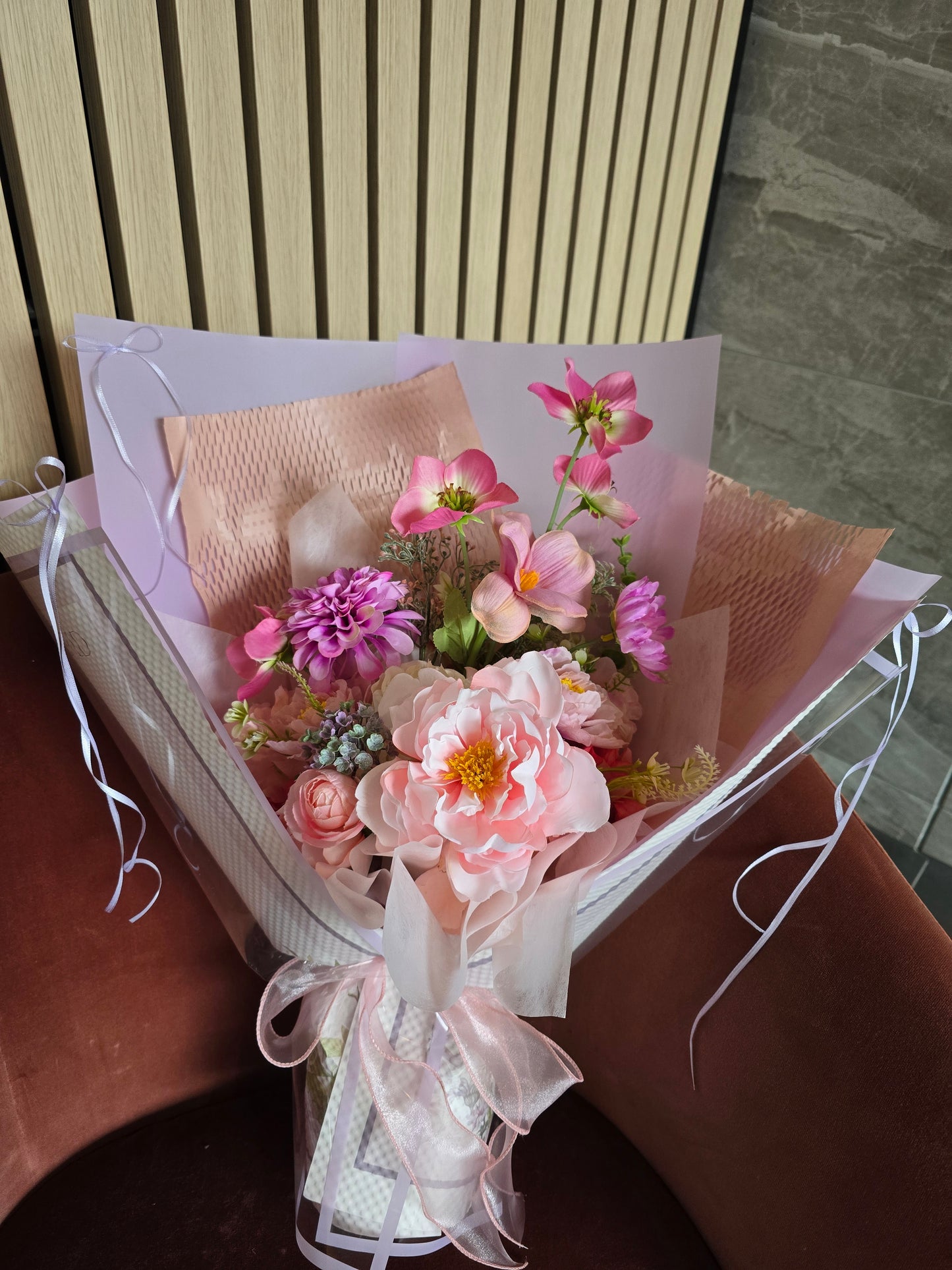Elegant Peony Silk flowers arrangement bouquet