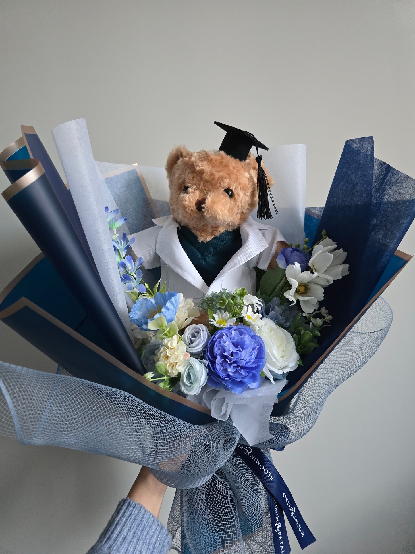 LIMITED EDITION BOUQUET WITH DOCTOR TEDDY BEAR GRADUATION BOUQUET