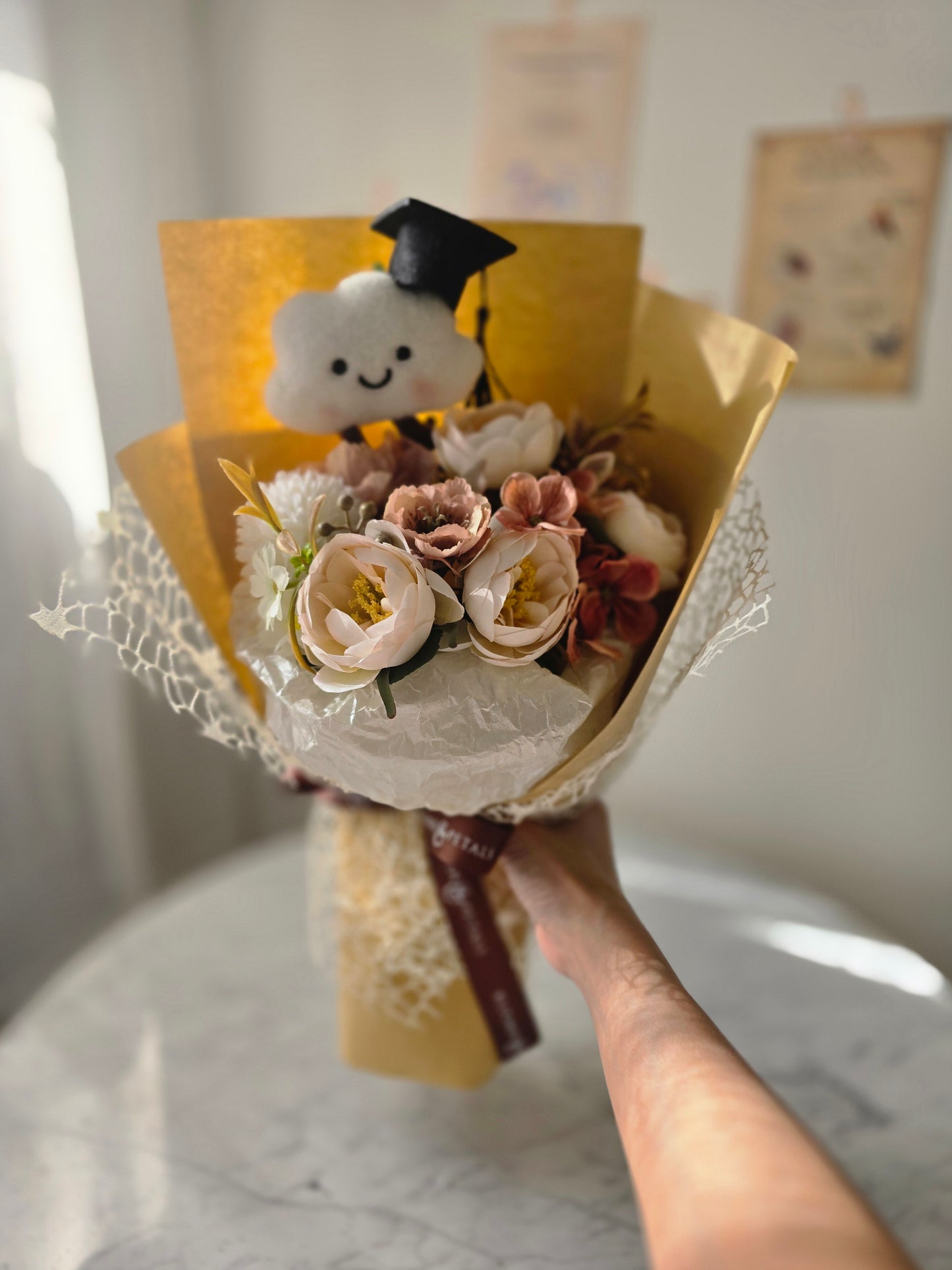 NEW CLOUD PLUSHIE NEUTRAL GRADUATION BOUQUET