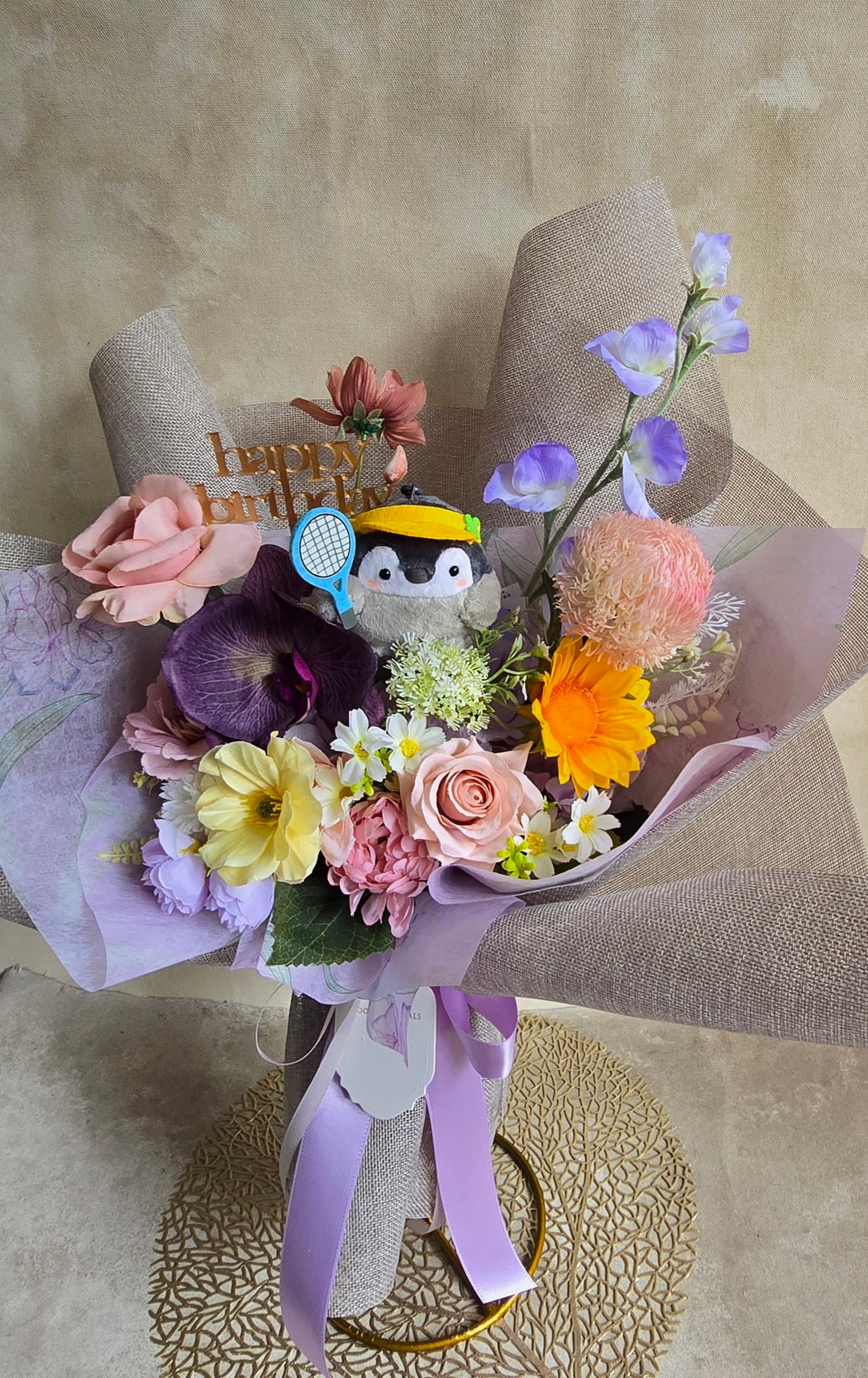 LIMITED EDITION BIRTHDAY FLOWER BOUQUET WITH PLUSHIE