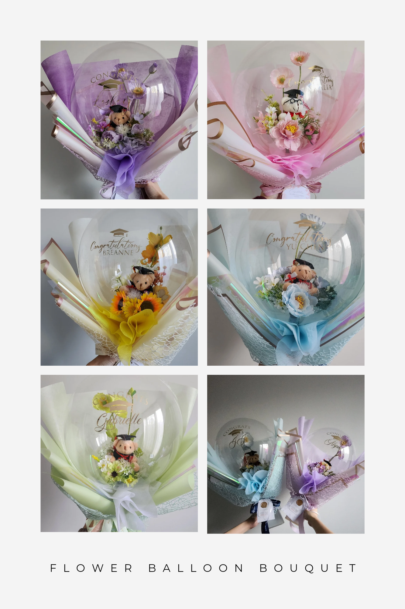 MEDIUM Flower Balloon Graduation bouquet