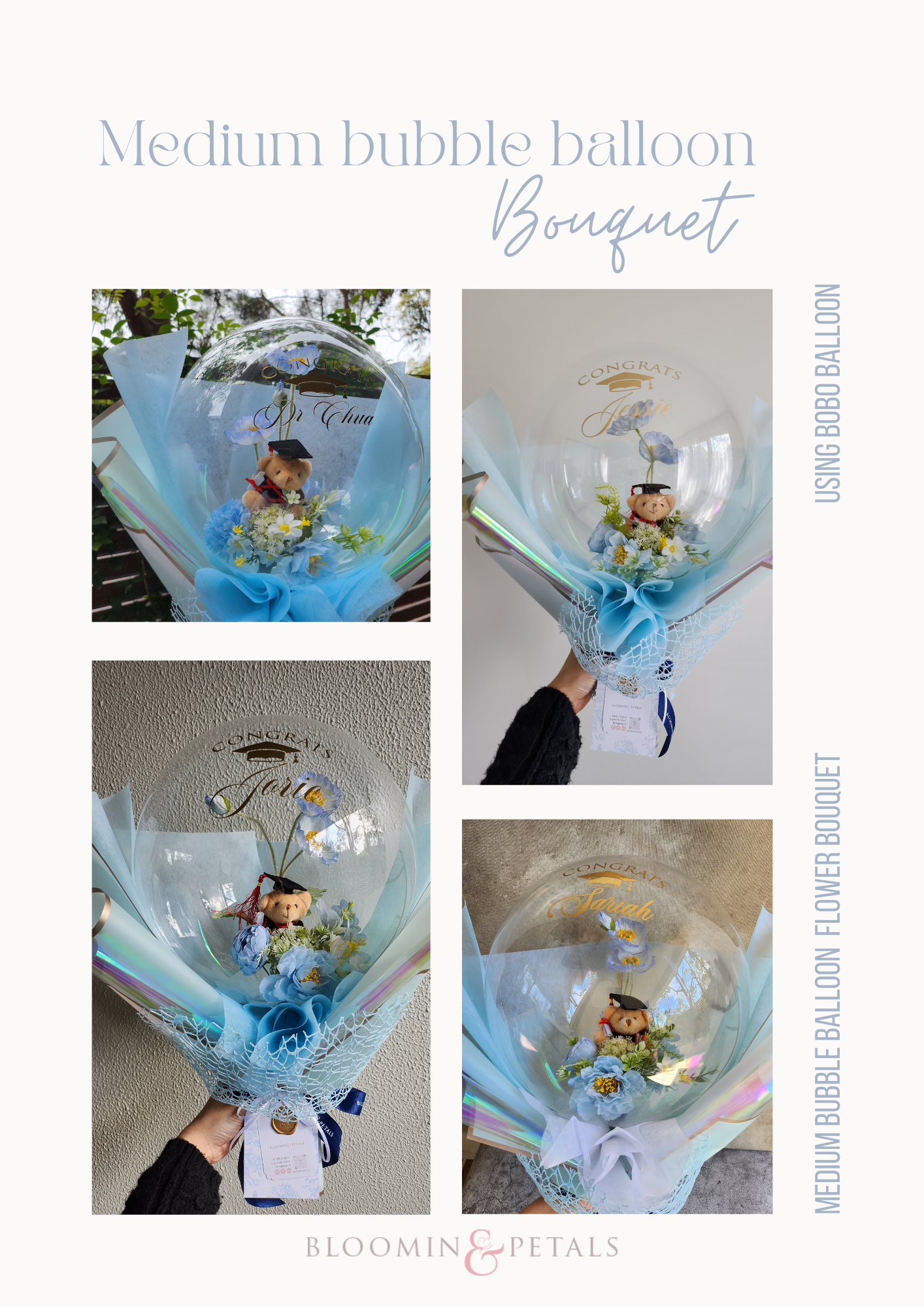 MEDIUM Flower Balloon Graduation bouquet