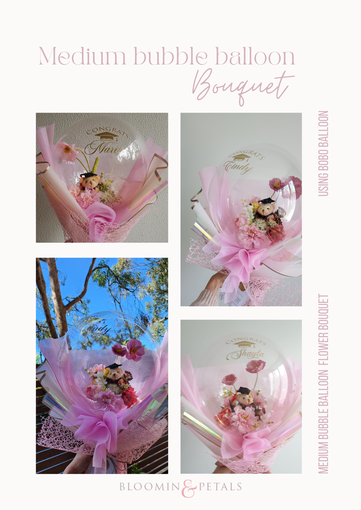MEDIUM Flower Balloon Graduation bouquet
