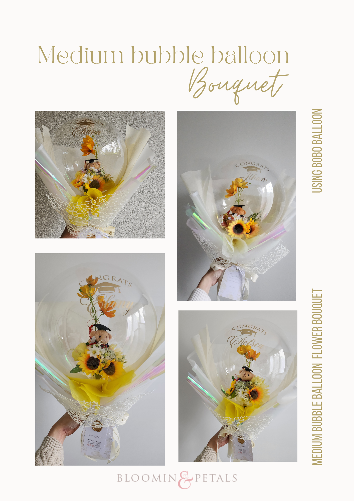 MEDIUM Flower Balloon Graduation bouquet