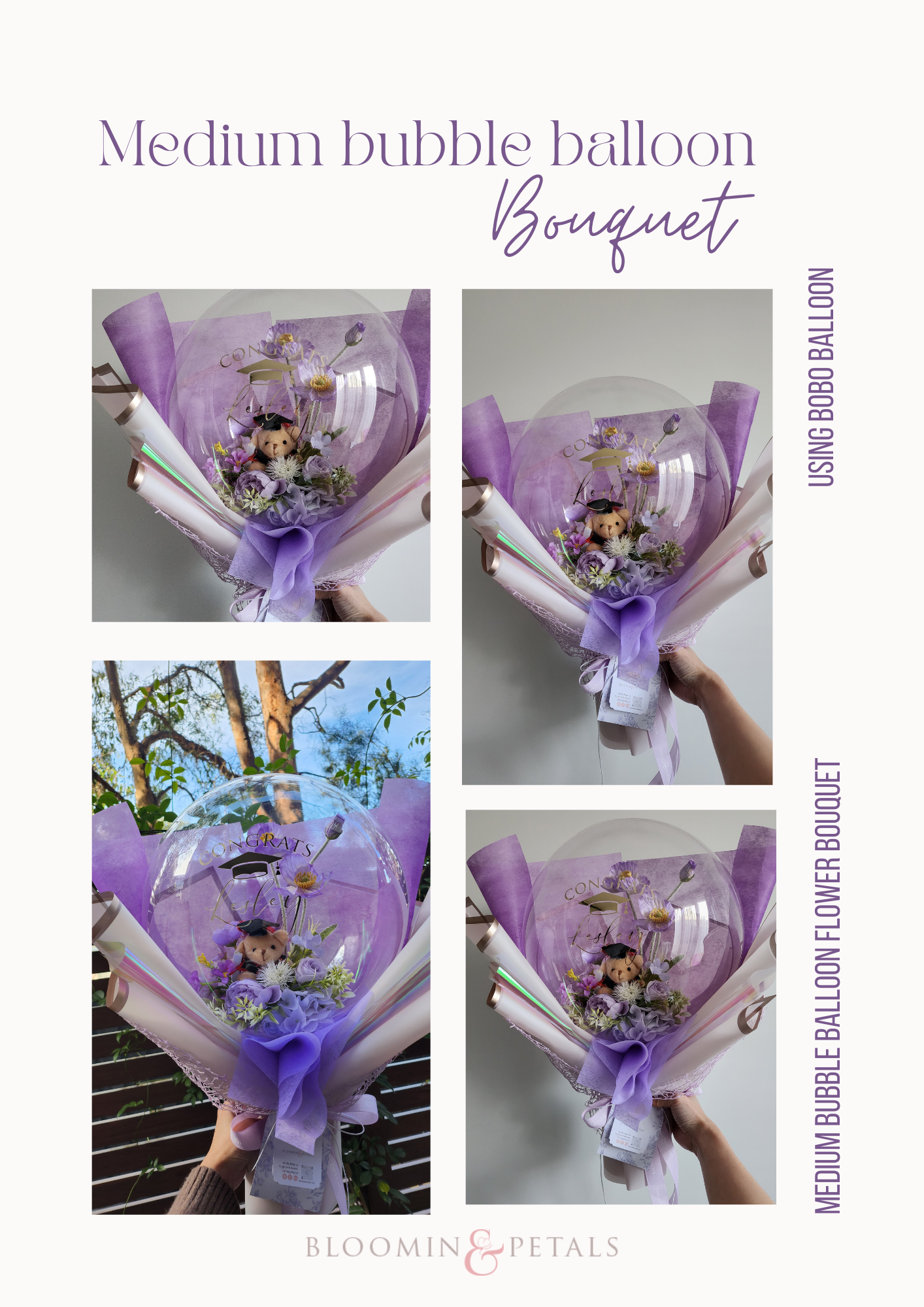 MEDIUM Flower Balloon Graduation bouquet