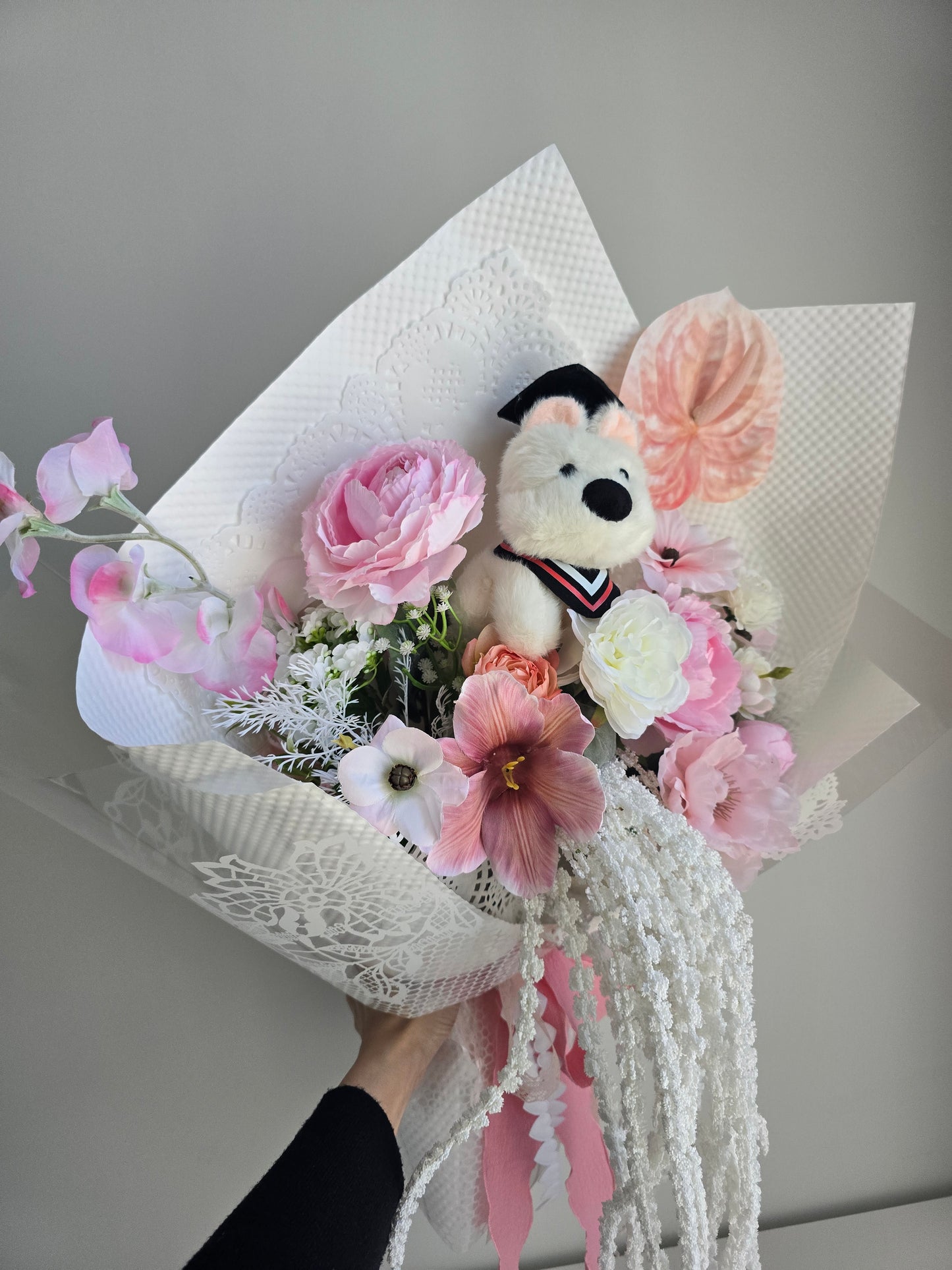 LIMITED EDITION GRADUATION FLOWER  BOUQUET WITH GRADUATION PLUSHIE