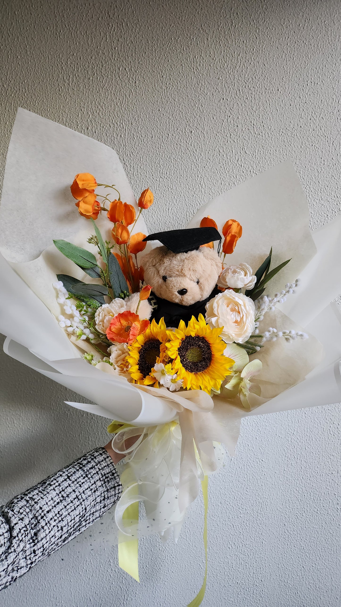 LARGE MIXED BOUQUET TEDDY BEAR GRADUATION BOUQUET