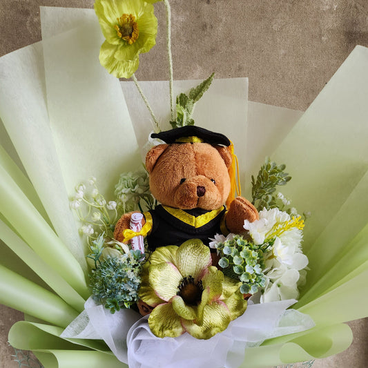 GRADUATION BOUQUET silk flower arrangement bouquet in green