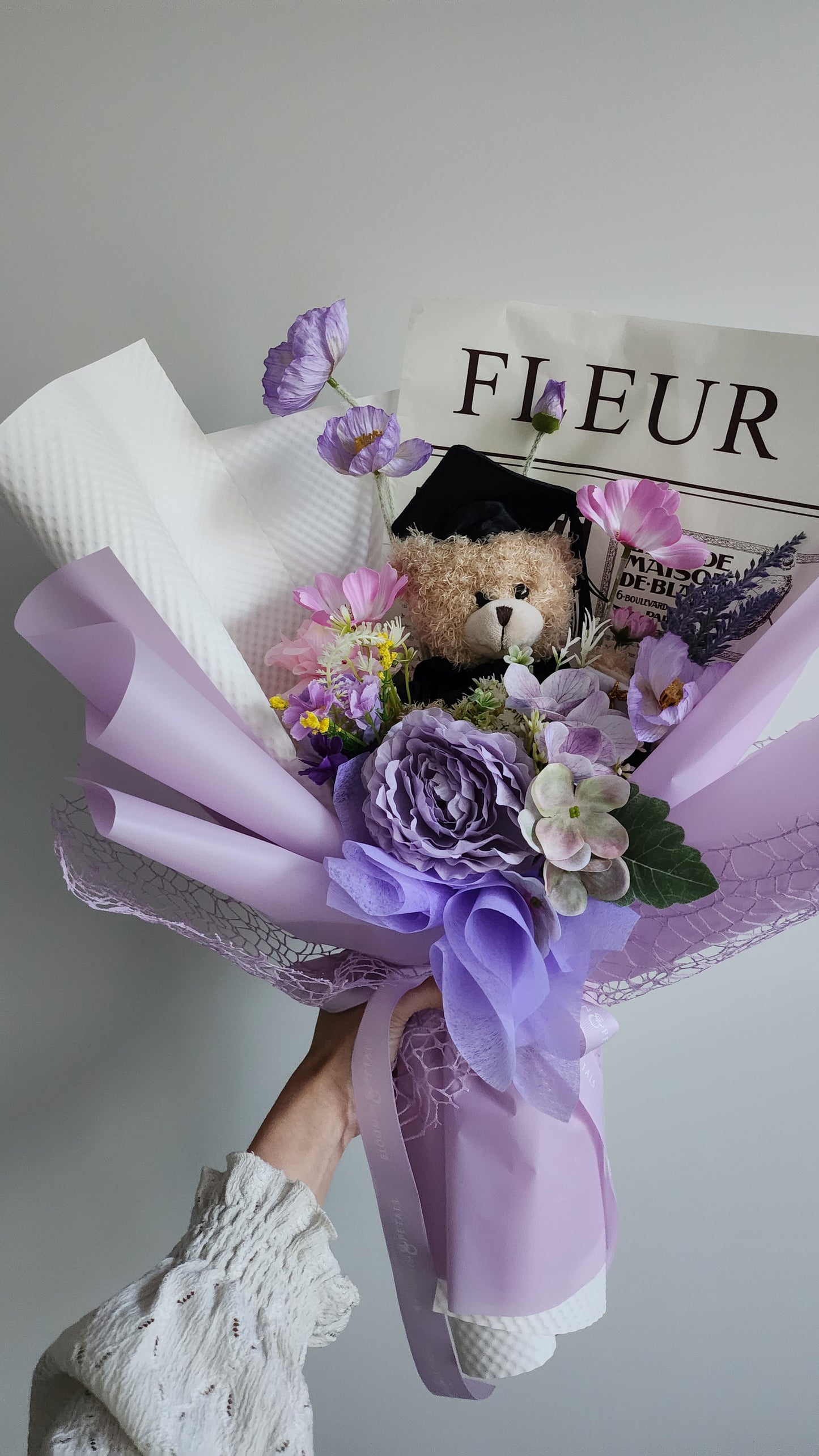 Purple GRADUATION BOUQUET silk flower arrangement bouquet