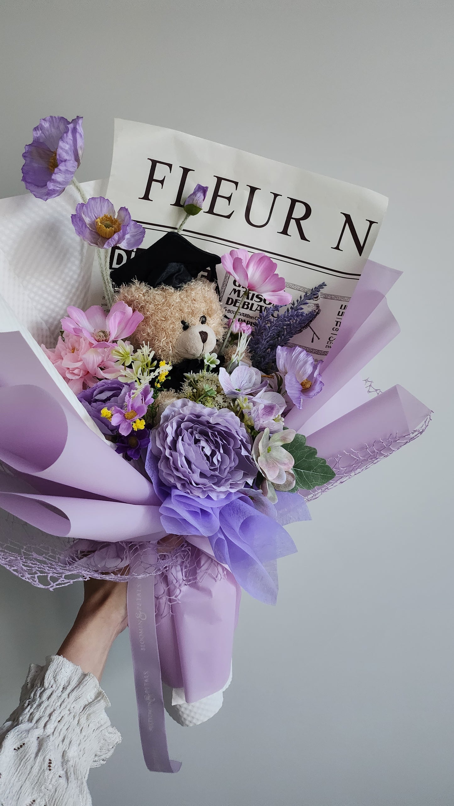 Purple GRADUATION BOUQUET silk flower arrangement bouquet