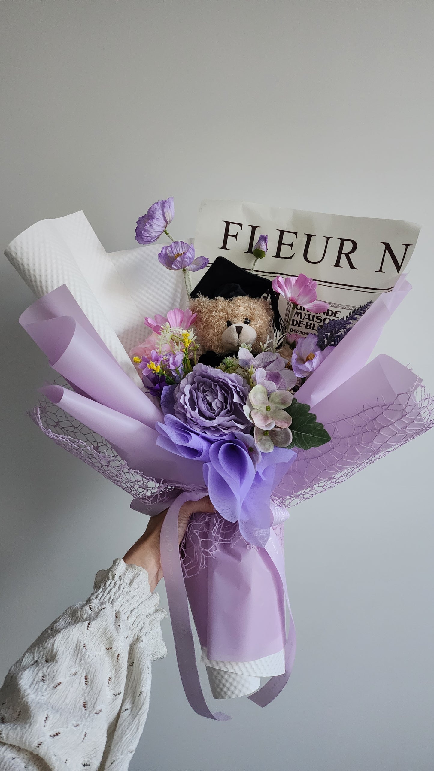 Purple GRADUATION BOUQUET silk flower arrangement bouquet