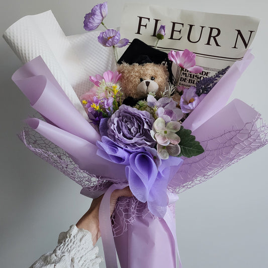 Purple GRADUATION BOUQUET silk flower arrangement bouquet