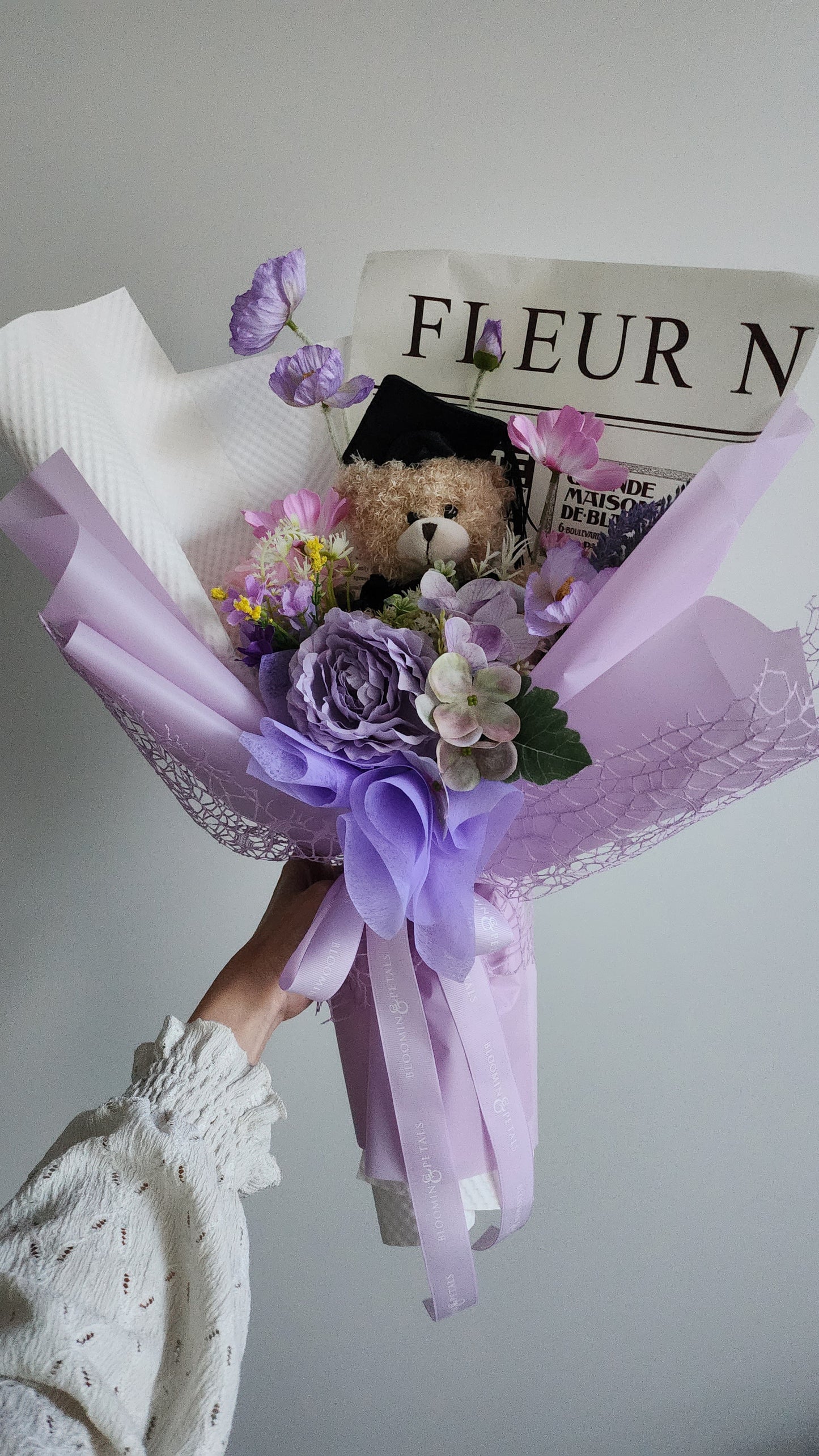 Purple GRADUATION BOUQUET silk flower arrangement bouquet