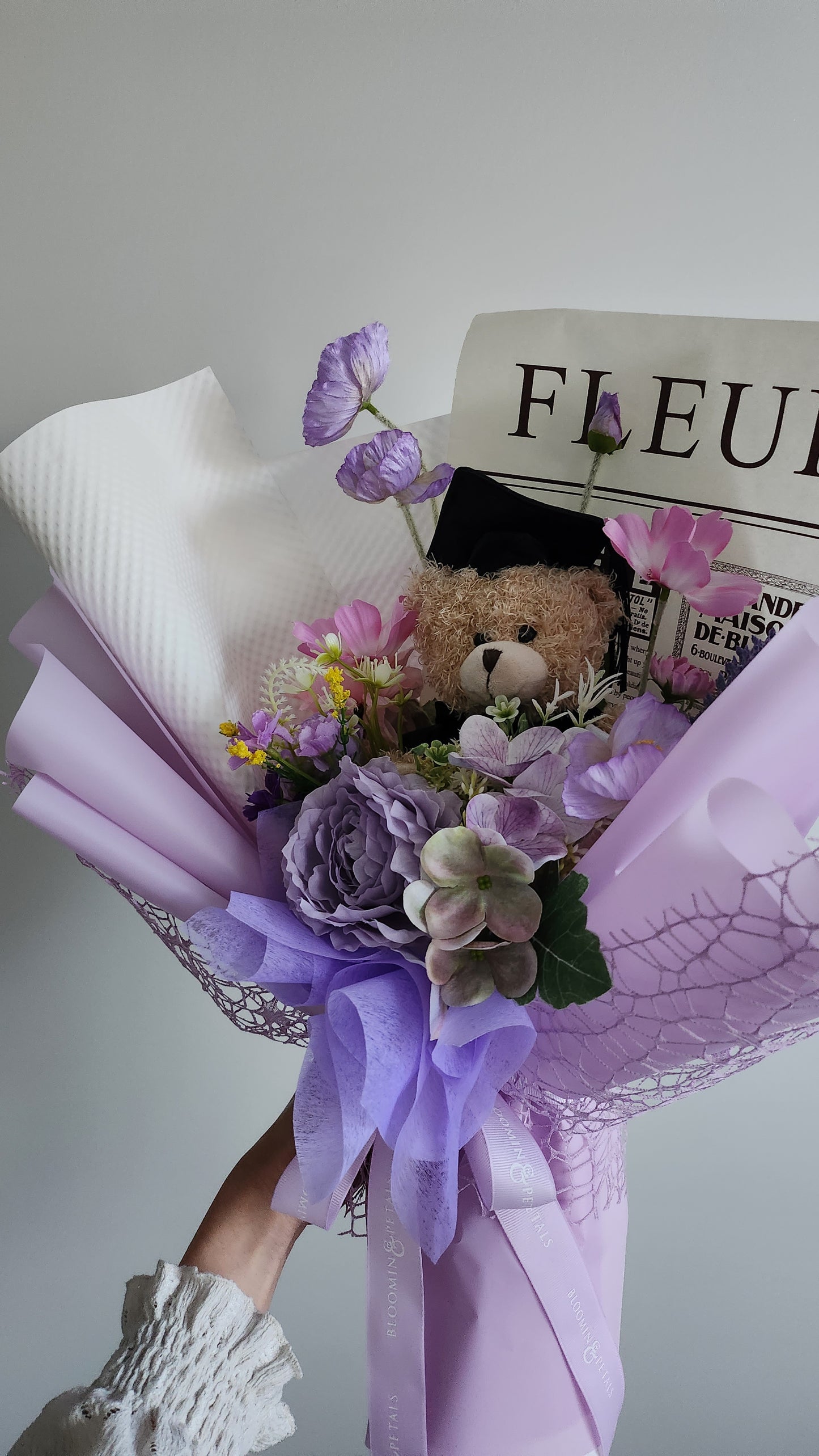 Purple GRADUATION BOUQUET silk flower arrangement bouquet