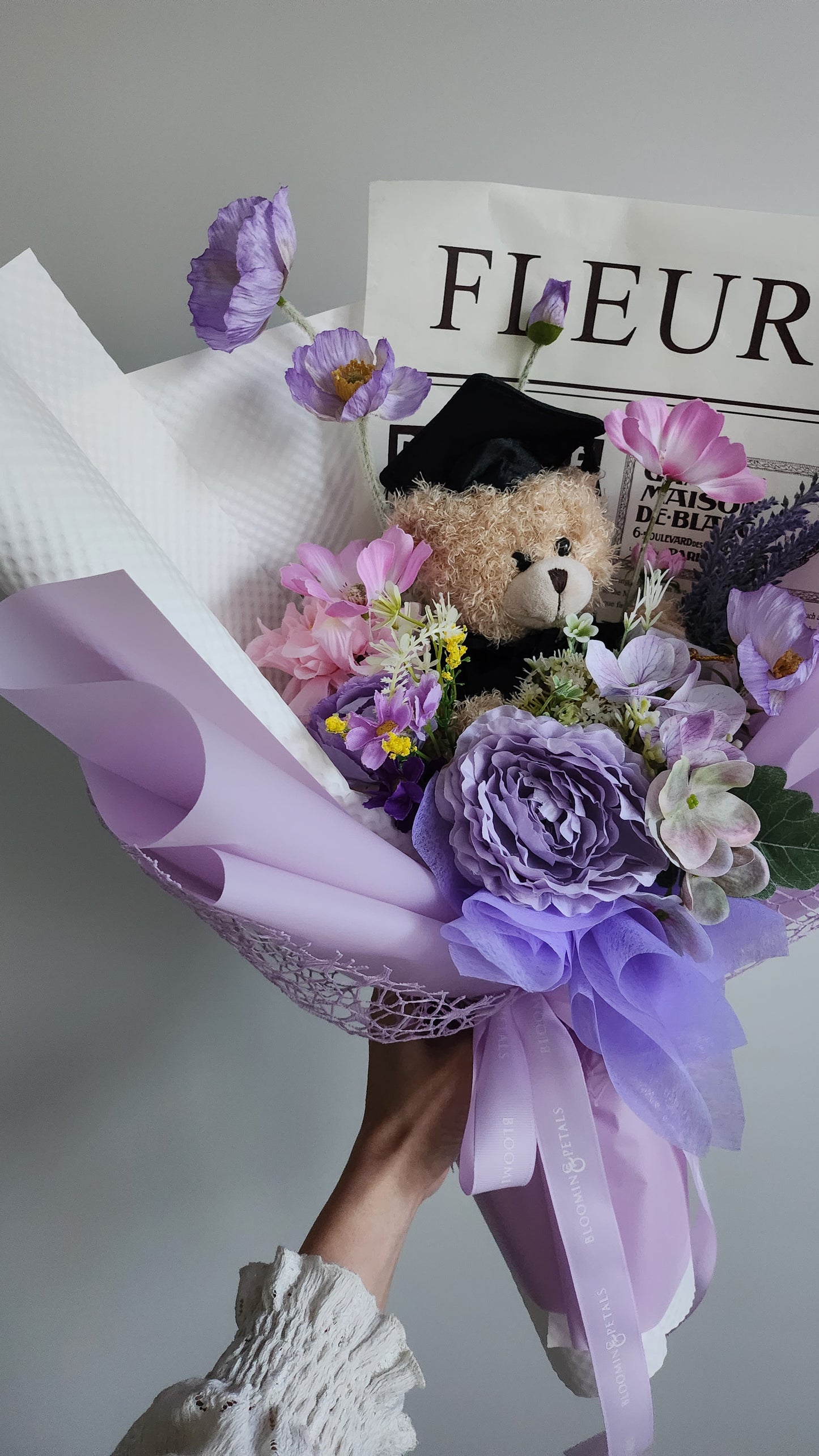 Purple GRADUATION BOUQUET silk flower arrangement bouquet