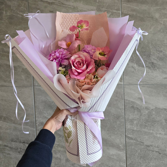 Elegant Rose Silk flowers arrangement bouquet (medium size)