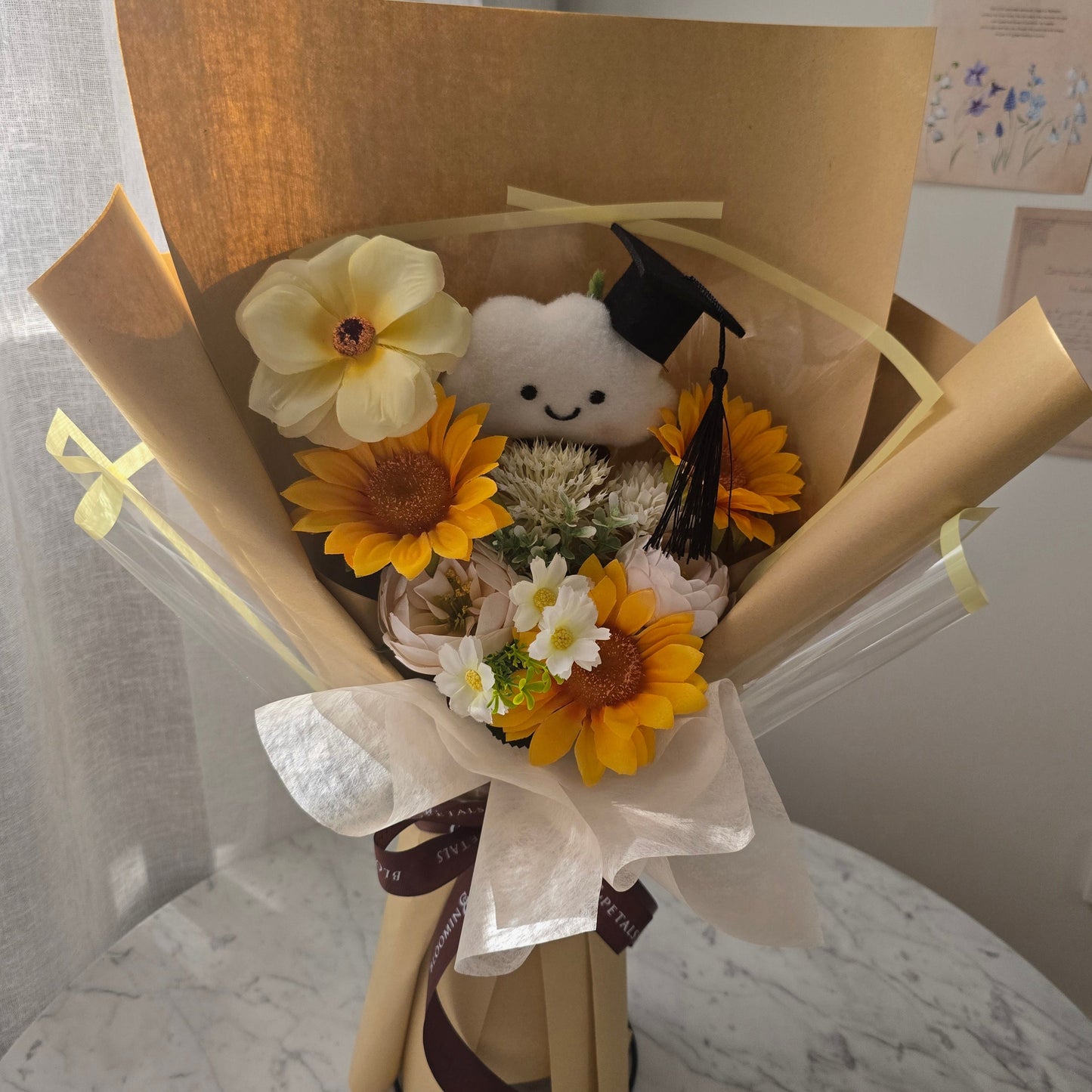 CLOUD PLUSHIE SUNFLOWER GRADUATION BOUQUET