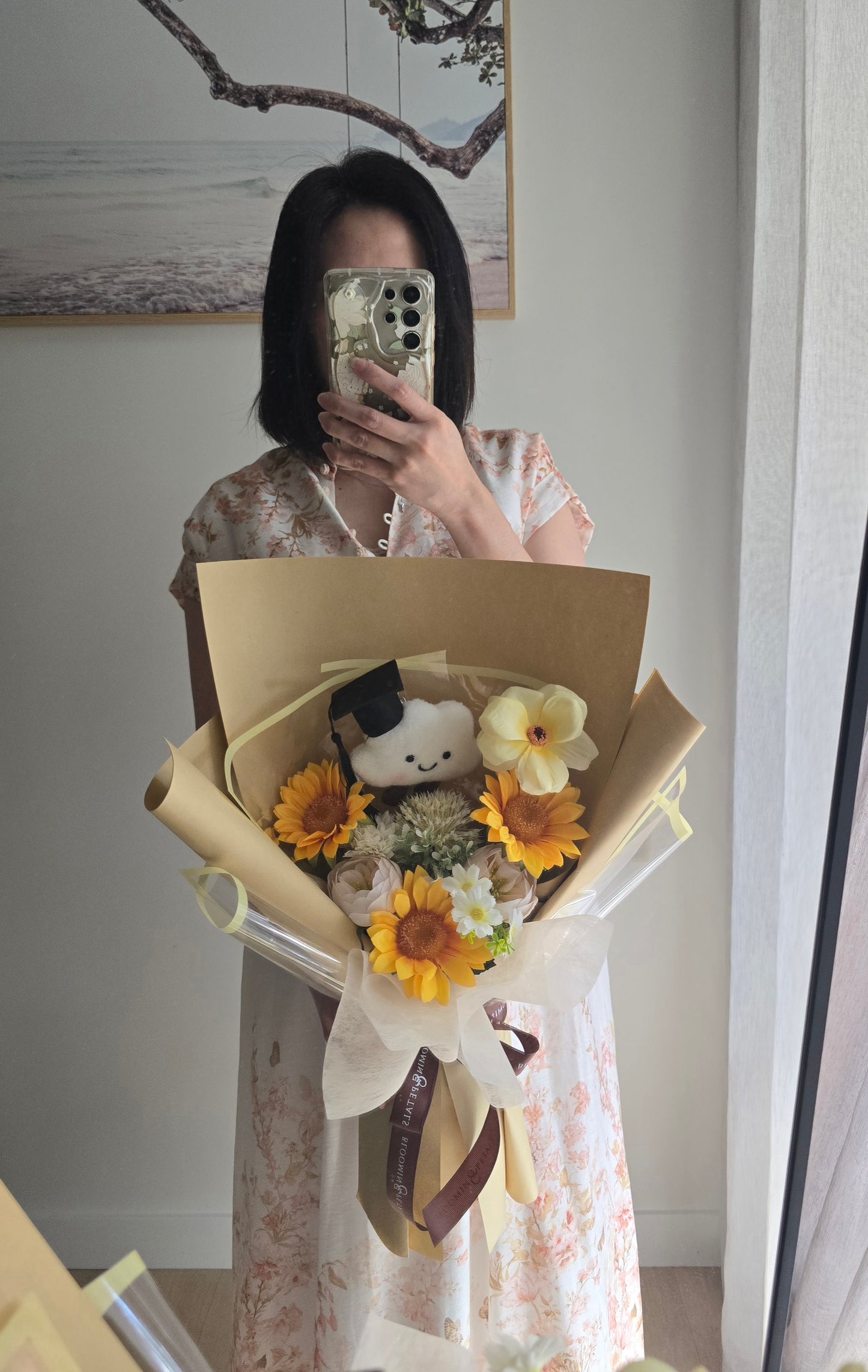 CLOUD PLUSHIE SUNFLOWER GRADUATION BOUQUET