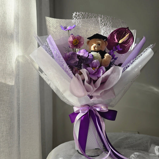 LIMITED EDITION GRADUATION FLOWER  BOUQUET WITH GRADUATION BEAR