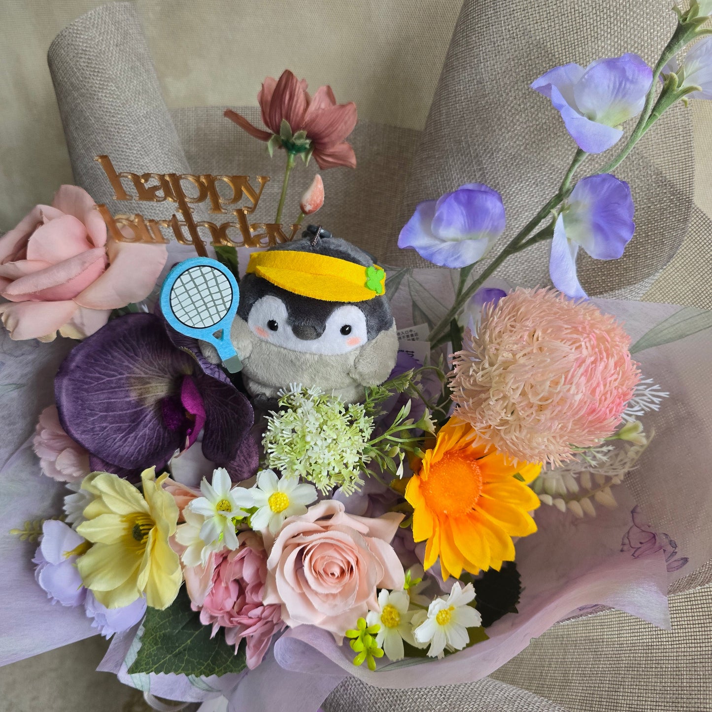 LIMITED EDITION BIRTHDAY FLOWER  BOUQUET WITH PLUSHIE