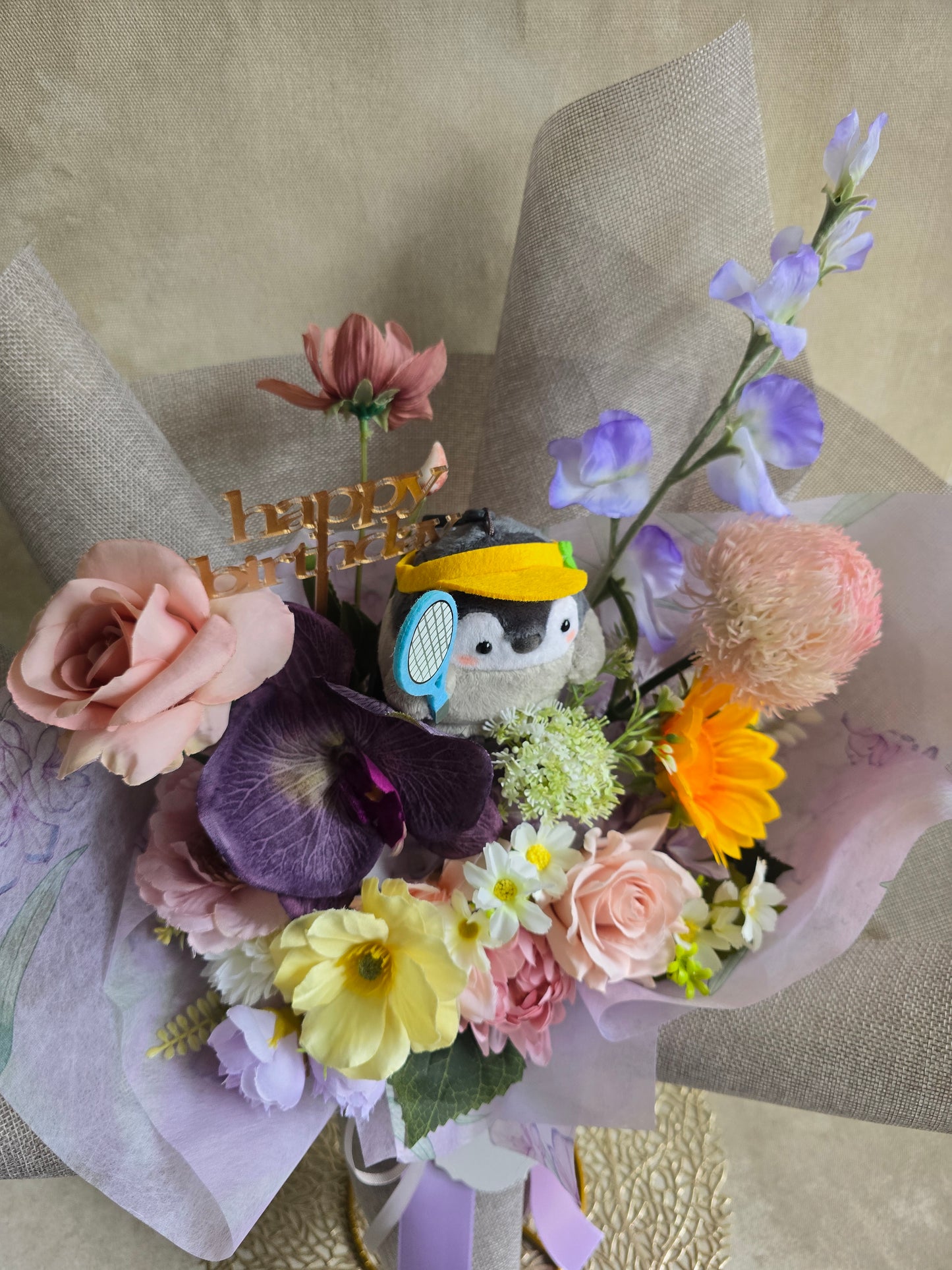 LIMITED EDITION BIRTHDAY FLOWER  BOUQUET WITH PLUSHIE