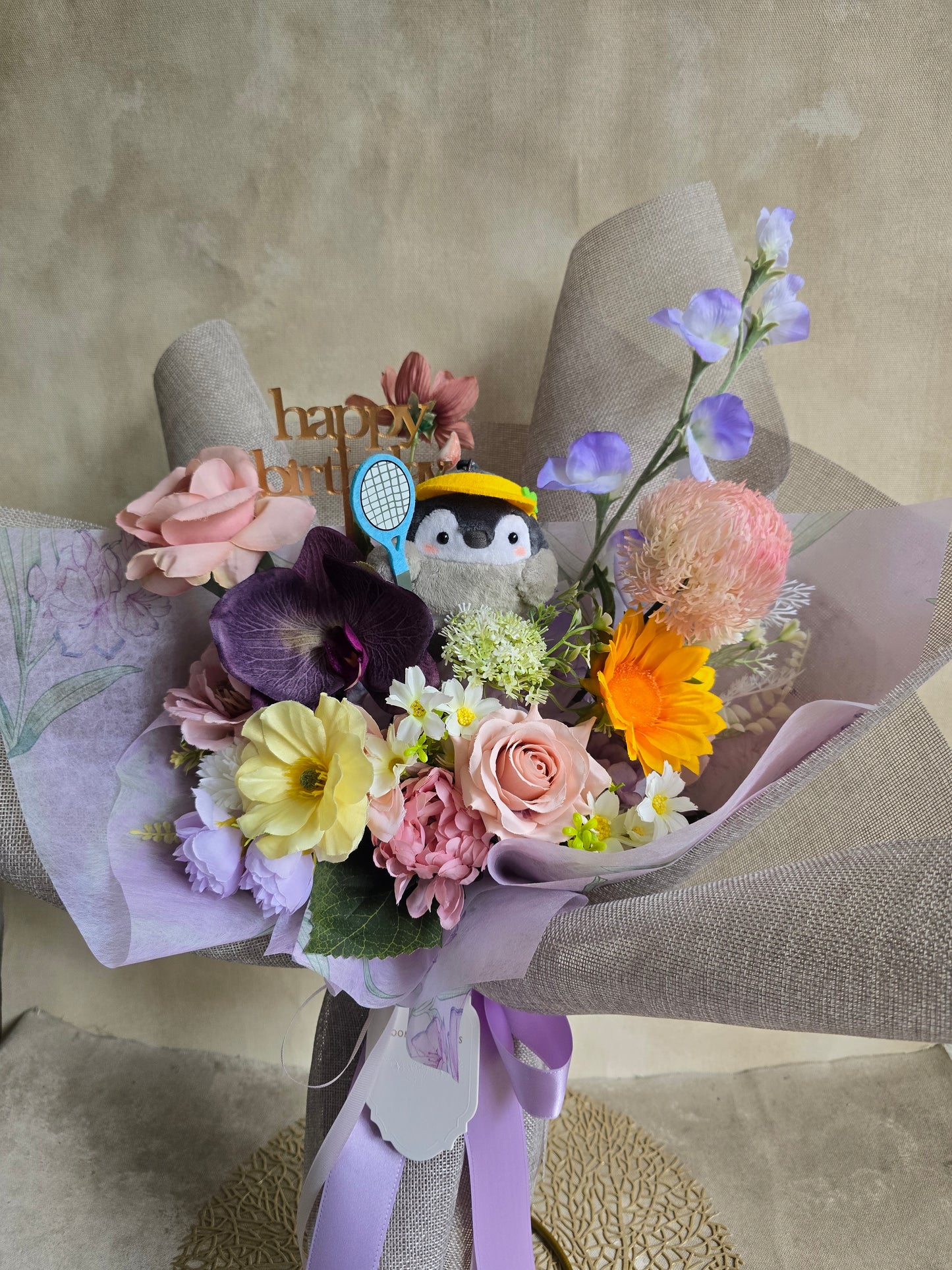 LIMITED EDITION BIRTHDAY FLOWER  BOUQUET WITH PLUSHIE