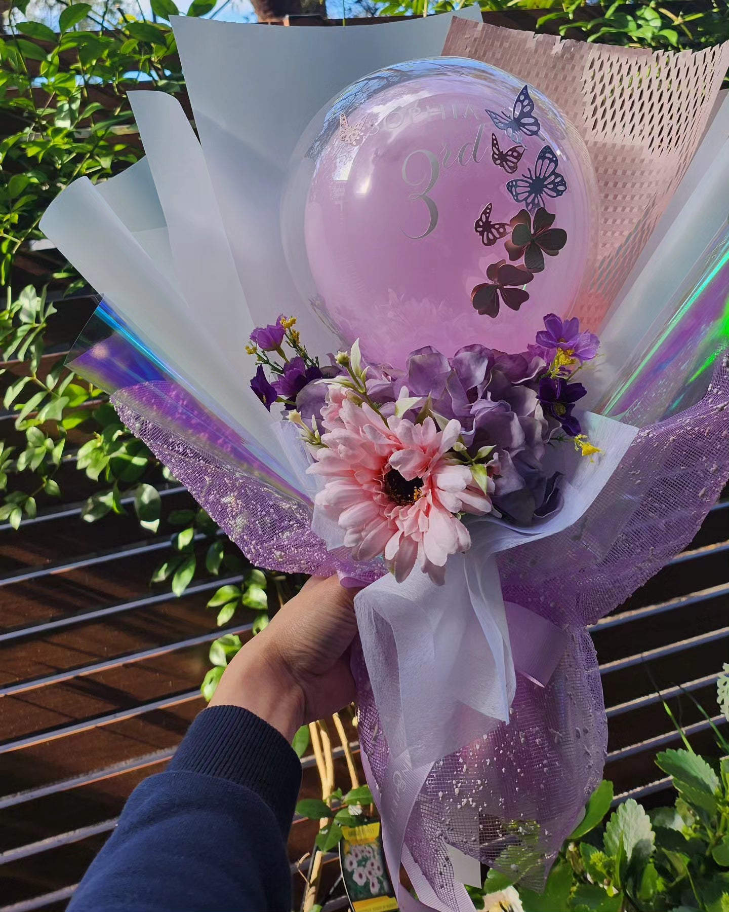 Personalised Birthday flower balloon bouquet gift