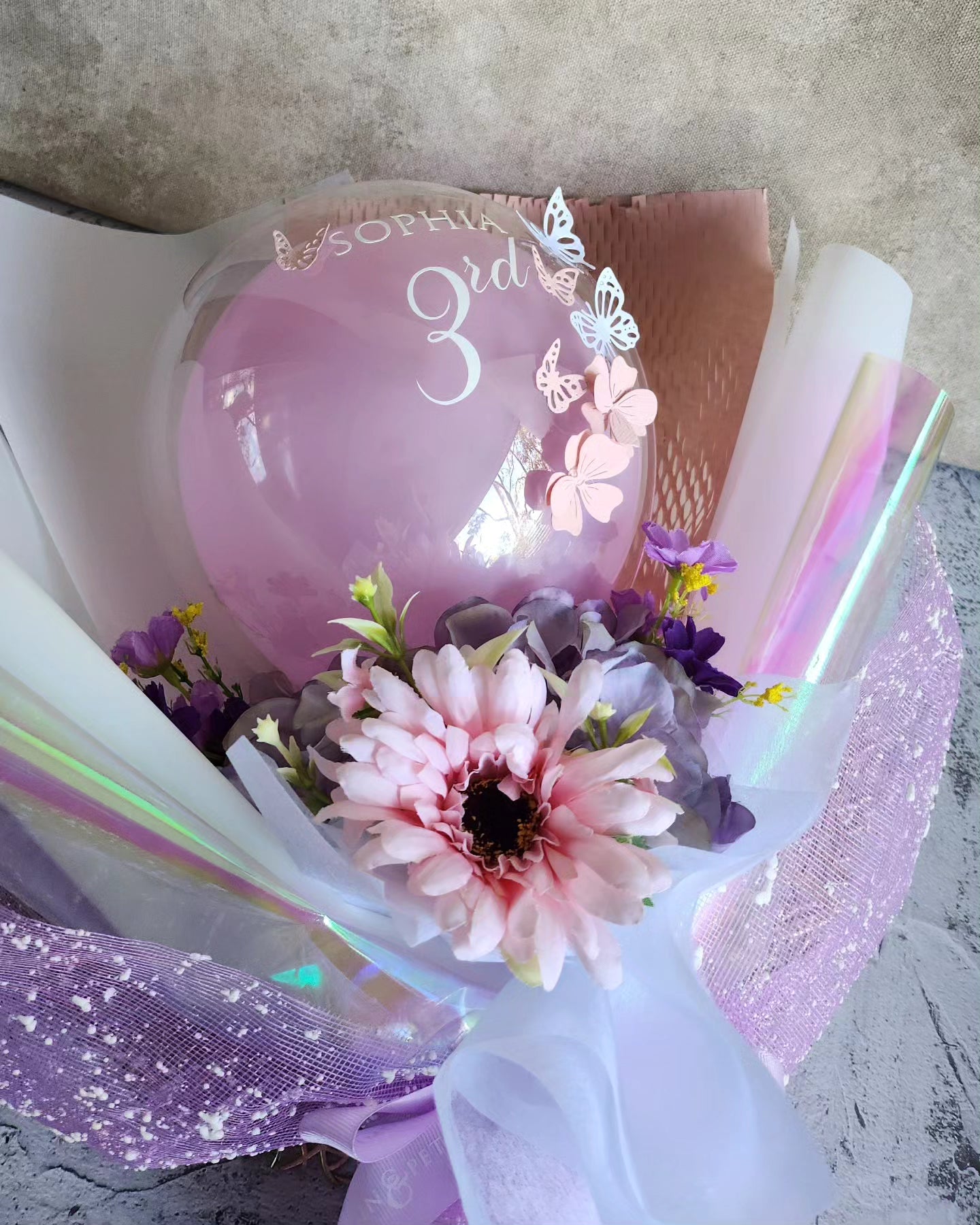 Personalised Birthday flower balloon bouquet gift