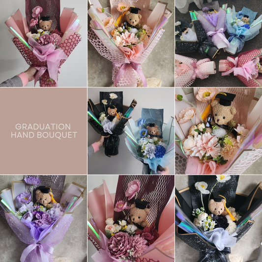 Small teddy bear graduation flower bouquet