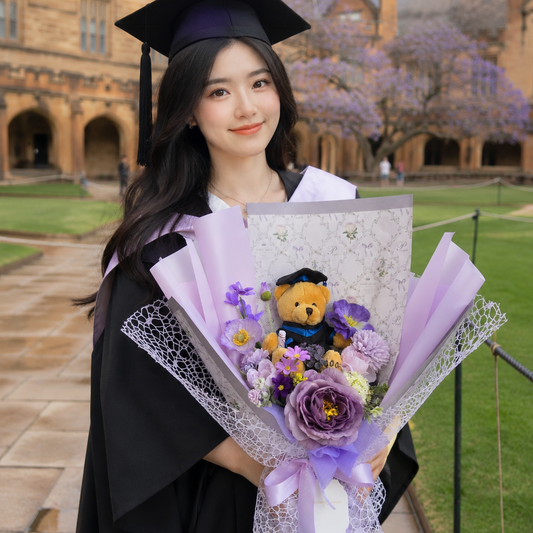PURPLE GRADUATION BOUQUET silk flower arrangement bouquet