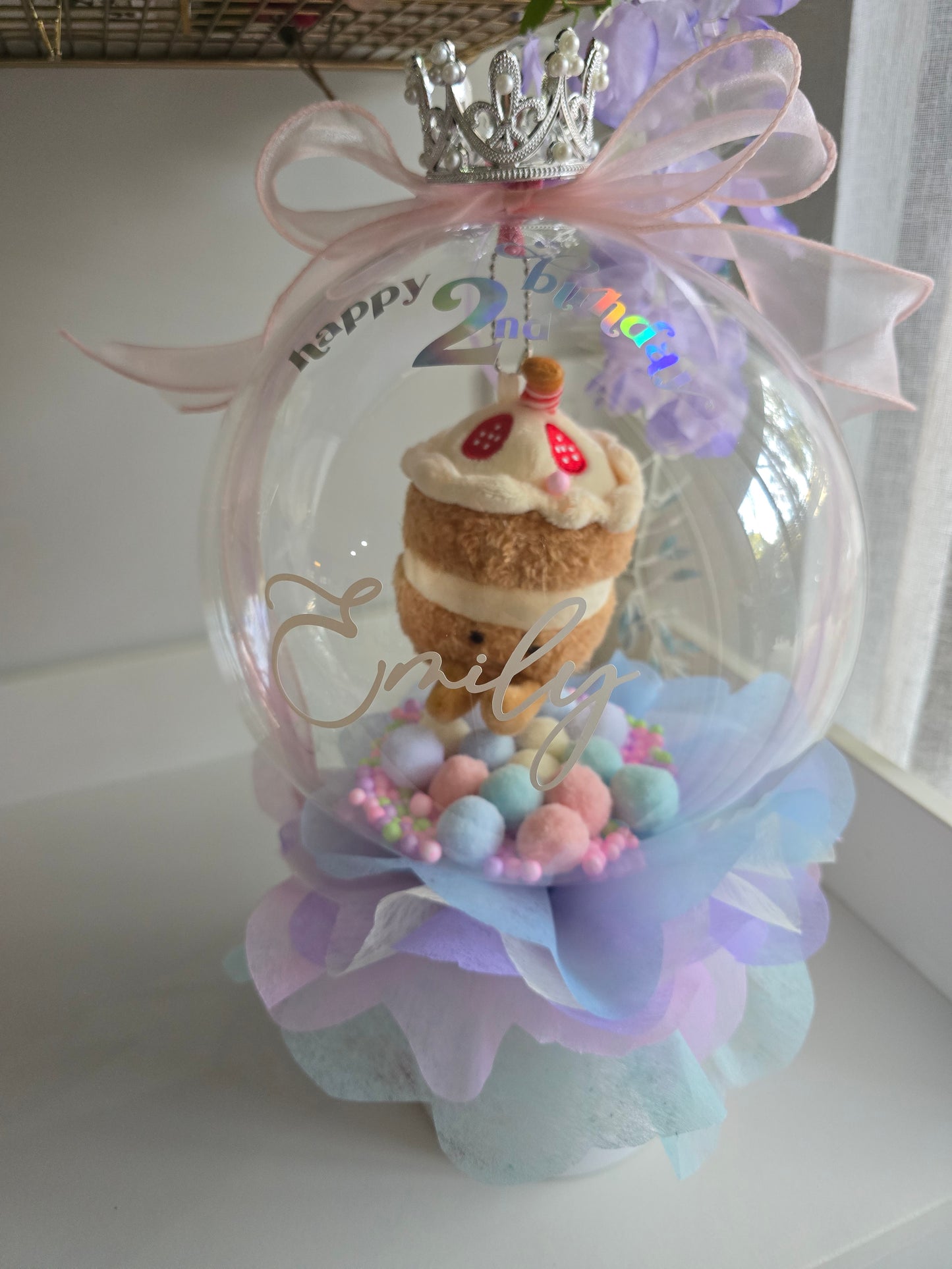 PERSONALISED BIRTHDAY BALLOON BLOOMBOX WITH PLUSHIE
